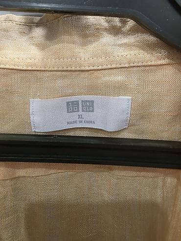 uniqlo мужская одежда: Мужская льняная рубашка UNIQLO - Размер: XL (указан на ярлыке) - — 2