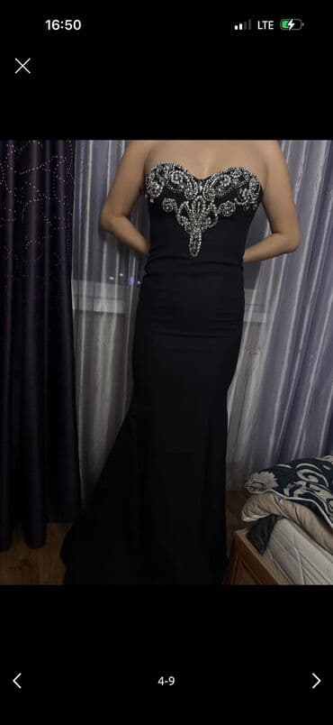 Линолеум: Вечернее платье, Длинная модель, С рукавами, Стразы — 10