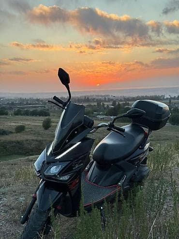 Скутер спорт-класса 50–150 см³ (визуально категория 12–14"), черный