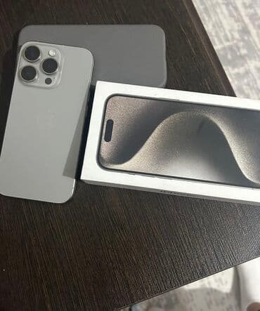 айфон 8 жаны: IPhone 15 Pro, Колдонулган, 256 ГБ, Natural Titanium, Каптама, Куту, 82 % — 3