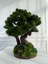 офисные растения: Декоративное дерево бонсай, выполненное из стабилизированного мха — 39