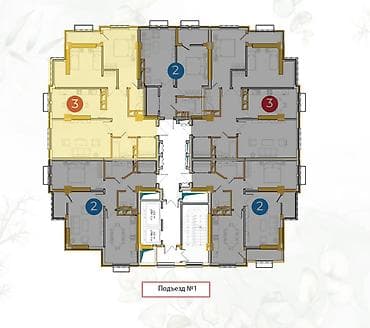 2 bedroom: 2 комнаты, 78 м², Элитка, 12 этаж, Готовая ПСО (под самоотделку) — 2