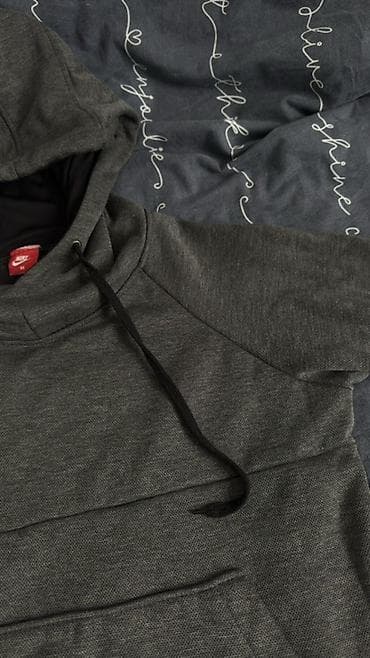 tech flis: Толстовка Nike original с капюшоном, цвет темно‑серый (меланж) — 4