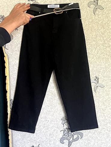 кожаные ремни: Черные джинсы Big Boy - Модель: прямые стильные джинсы - Цвет — 2