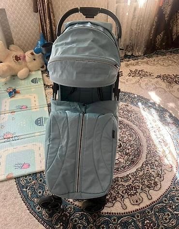 коляска luxmom: Коляска, Другой бренд, цвет - Голубой, Б/у — 2