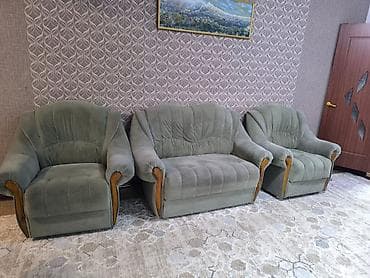 Комплект мягкой мебели, Б/у, Самовывоз, цвет - Зеленый — 3