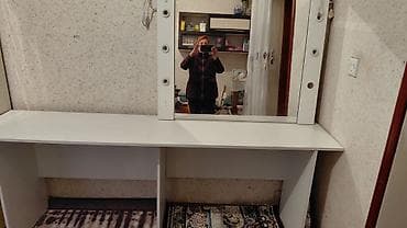 Туалетный столик, С зеркалом, цвет - Белый