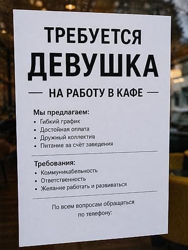 Вакансия: работа в кафе Мы предлагаем: - гибкий график - достойную