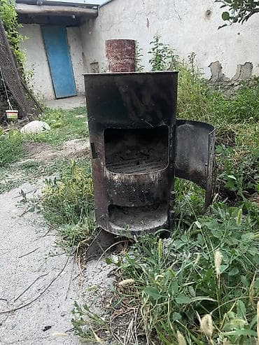 Металлическая печь-буржуйка с выносным дымоходом - Материал: сталь