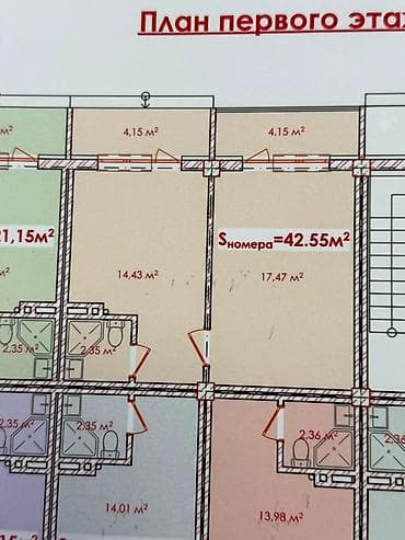 квартира ошский рынак: 2 комнаты, 42 м², Элитка, 4 этаж, ПСО (под самоотделку) — 7