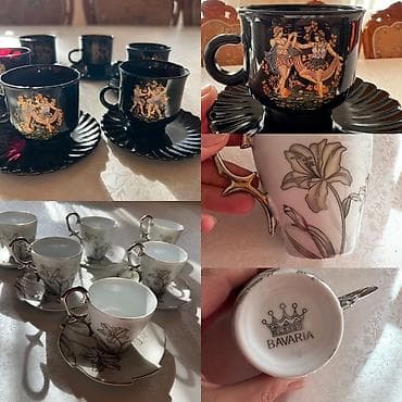 набор чайный: Набор кофейных чашек с блюдцами, 2 серии. Все новое!!! 1) Черное — 1