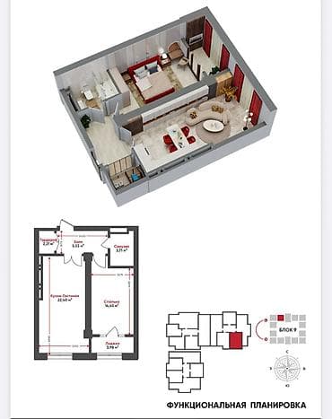 o2 development: 2 комнаты, 51 м², Элитка, 3 этаж, ПСО (под самоотделку) — 1