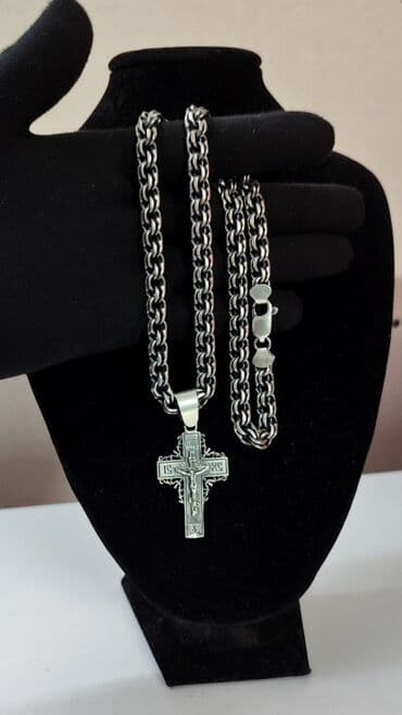 свадебные наборы ручной: Серебряные комплекты Цепь+ Крест Серебро 925-960 проба 100% Ручная — 6