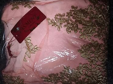 цвет персик: Платья нарядные. Ткань лайт и гепюр обшитый золотом. Цвет персиковый с — 3