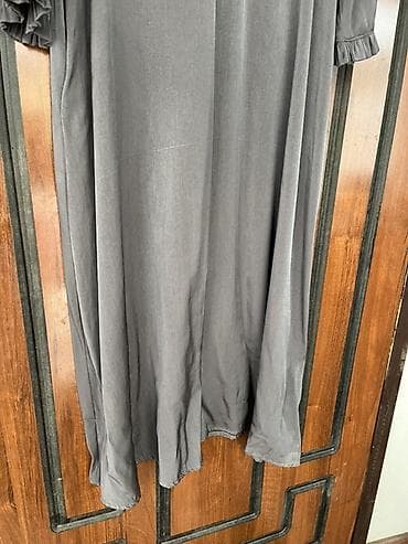 платье из штапеля: Длинное платье свободного кроя - Цвет: графитово‑серый - Длина: макси — 6