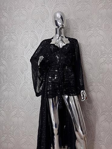 эротический длинный пеньюар: Комплект, Пеньюар, Нейлон, Со стразами — 3