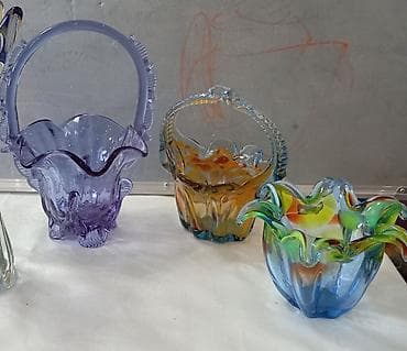 ваза большая: Стеклянные декоративные вазочки/корзинки ручной работы (набор из 3 — 1