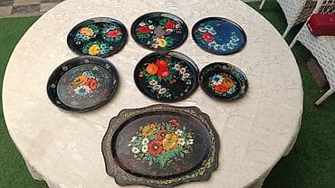 ваза стеклянная: Старинные подносы Жостовская ручная роспись отличный декор в хорошем — 8