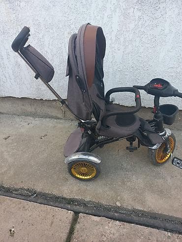 польские коляски 3 в 1: Детский трехколесный велосипед‑коляска с родительской ручкой - — 2