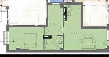 mega hous: 2 комнаты, 59 м², Элитка, 6 этаж, Готовая ПСО (под самоотделку) — 1