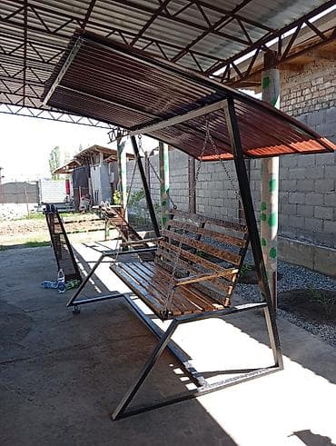 металлическая: Садовые качели Металл, Со спинкой, С крышей — 2