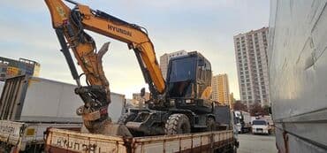 экскаваторы работы: Колесный экскаватор Hyundai, выполненный в желтом и черном цветах — 5