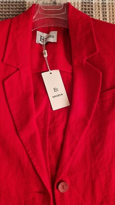 Жакет EQ MODA, ярко‑красный, лен, 4500 сом - Классический крой с