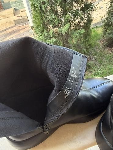 сапоги зим: Женские полусапоги черные - Материал верха: гладкая экокожа. - — 4