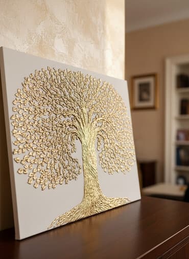аниме картина: Рельефная картина «Дерево изобилия» с золотистым объемным рисунком — 1
