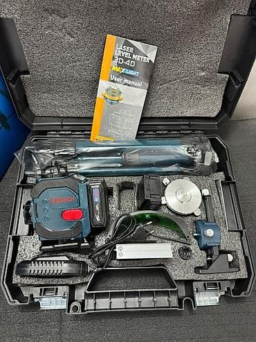 Лазерный нивелир с зелёными лучами 3D/4D, комплект в кейсе — 2