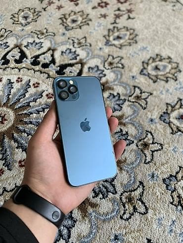 Poco: IPhone 12 Pro, Б/у, 128 ГБ, Pacific Blue, Защитное стекло, Чехол, 75 % — 1
