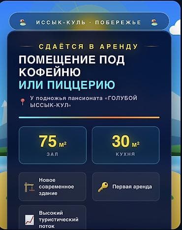 Кыймылсыз мүлк: Сдаётся в аренду помещение под кофейню или пиццерию на побережье — 1