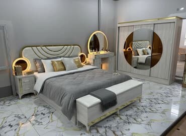 мебель спальные гарнитуры: Спальный гарнитур, Двуспальная кровать, МДФ, Бесплатная доставка, цвет - Белый — 1