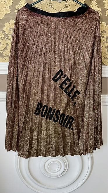 Юбки: Юбка, Модель юбки: Плиссе, Миди, По талии, С пайетками — 1