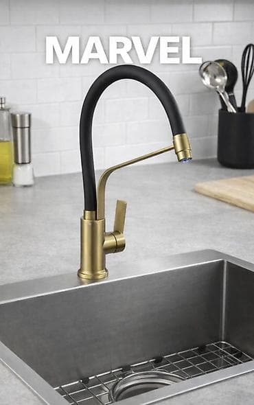 Кухонный смеситель MARVEL с гибким силиконовым изливом - Современный at lalafo.kg Кухонный смеситель MARVEL с гибким силиконовым изливом - Современный