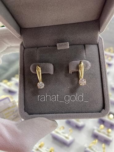 Серьги, Проба 585, Фианит, Женские, Новый