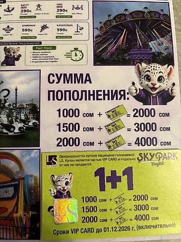 кой таше: VIP Card Sky Park Baytik — карта с акцией 1+1 для аттракционов парка — 2