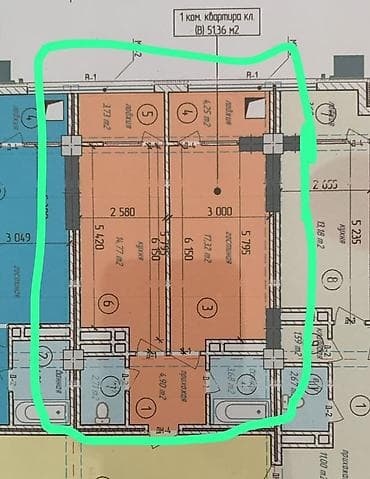 1 комната, 51 м²