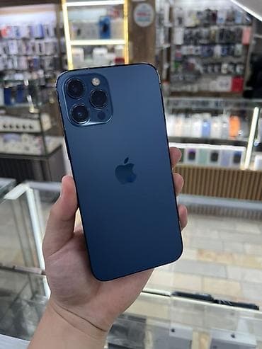 IPhone 12 Pro Max, Б/у, 128 ГБ, Pacific Blue, Чехол, 75 %