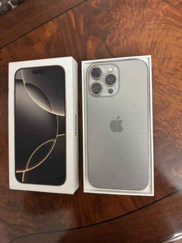 корпусы на пк: IPhone 16 Pro Max, Колдонулган, 256 ГБ, Natural Titanium, Куту, 100 % — 1