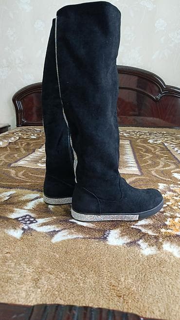 женские ботфорты: Высокие женские сапоги-ботфорты. - Цвет: черный. - Материал верха — 2