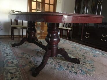 стеклянный обеденный стол: Стол для зала, Б/у, Не раскладной, Овальная — 3