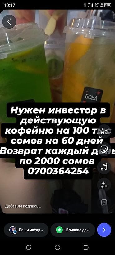 Готовый бизнес: Инвестиционное предложение: действующая кофейня/бар напитков (в — 1