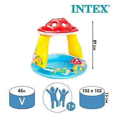 летние: ​🍄 Детский надувной бассейн INTEX «Грибок» с навесом от солнца! — 4