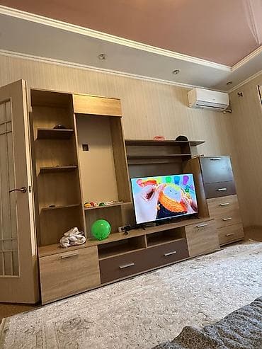 Шкафтар: Дубал шкаф, Дубал шкаф түрү: Модулдуу, Үй, конок бөлмөсү үчүн, Өзгөчөлүктөрү: Телевизор коюучу бөлүк менен — 3