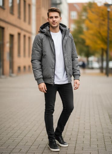 tech fleese: Пару раз ношеный бомбер … Серая мужская куртка-бомбер MENGCLEY — 1