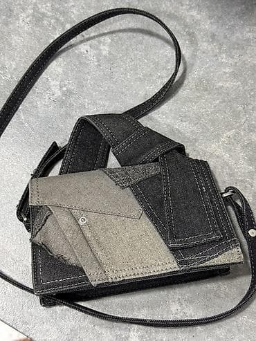 acne studio: Сумка ZARA через плечо из денима в стиле пэчворк - Материал: плотный — 3
