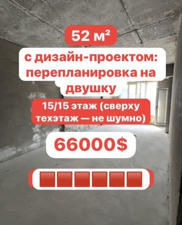 жк element: 1 комната, 52 м², Элитка, 15 этаж, ПСО (под самоотделку) — 1