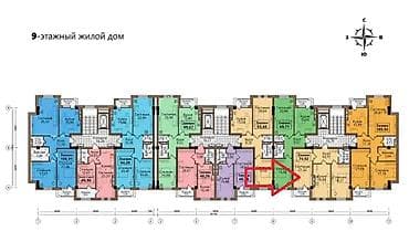 Квартиры: 2 комнаты, 74 м², Новая мечеть Элитка, 9 этаж, ПСО (под самоотделку) — 3