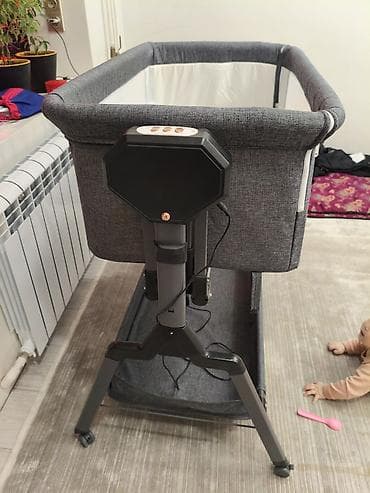 Азык-түлүктөр: Балдар үчүн кошумча коюлган керебет, Колдонулган, Дөңгөлөктүү, Бөлүп төлөө менен, түсү - Боз — 5